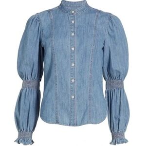Veronica Beard Puff Sleeve Denim Top